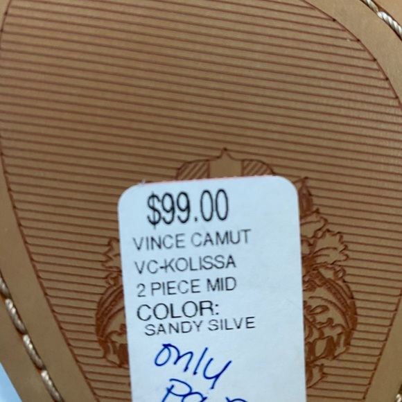 Vince Camuto Silver Snake Slingback Low High Heels - Picture 11 of 12